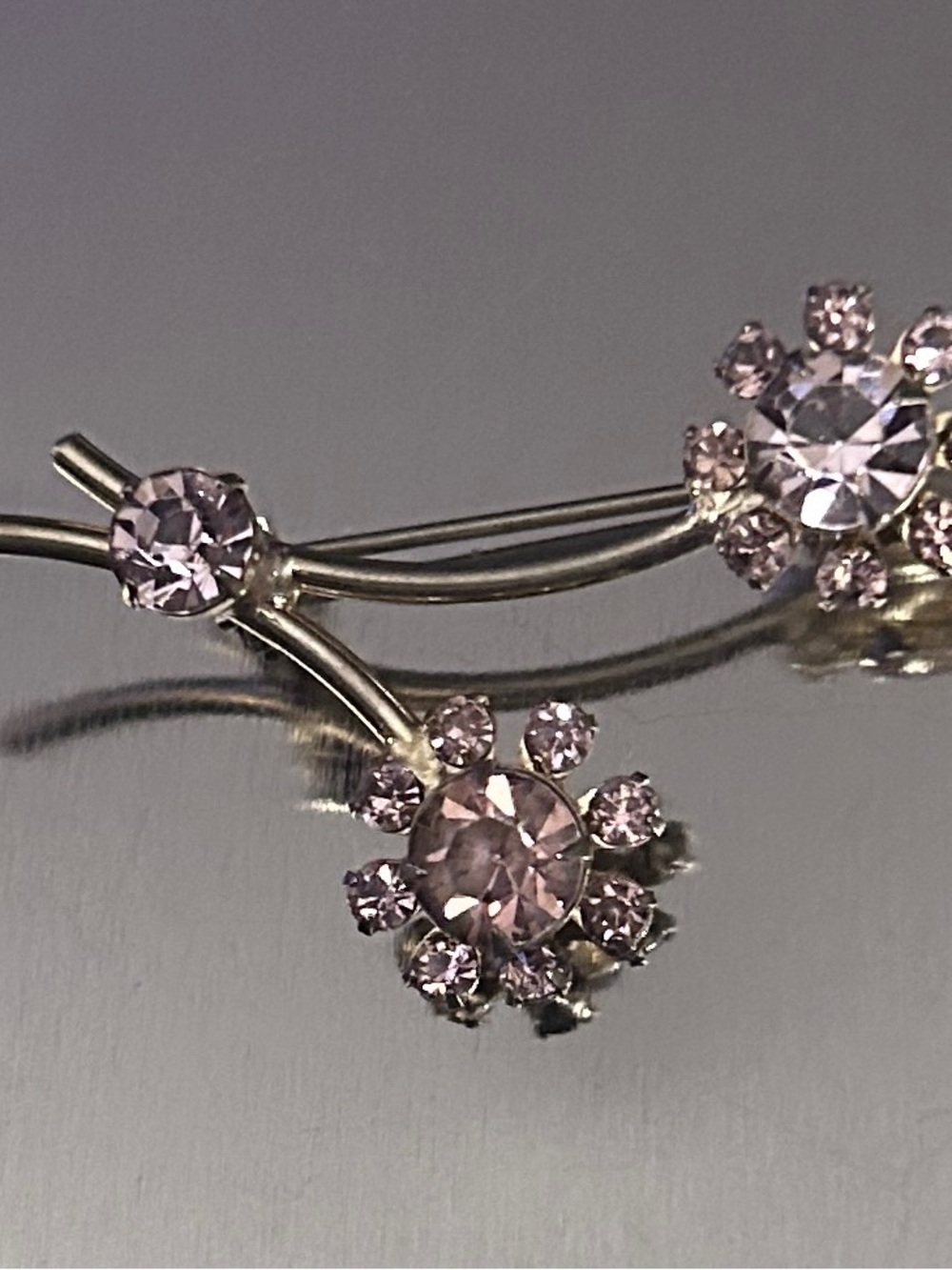Delicate Pink Crystal Floral Brooch — Women’s Jewelry